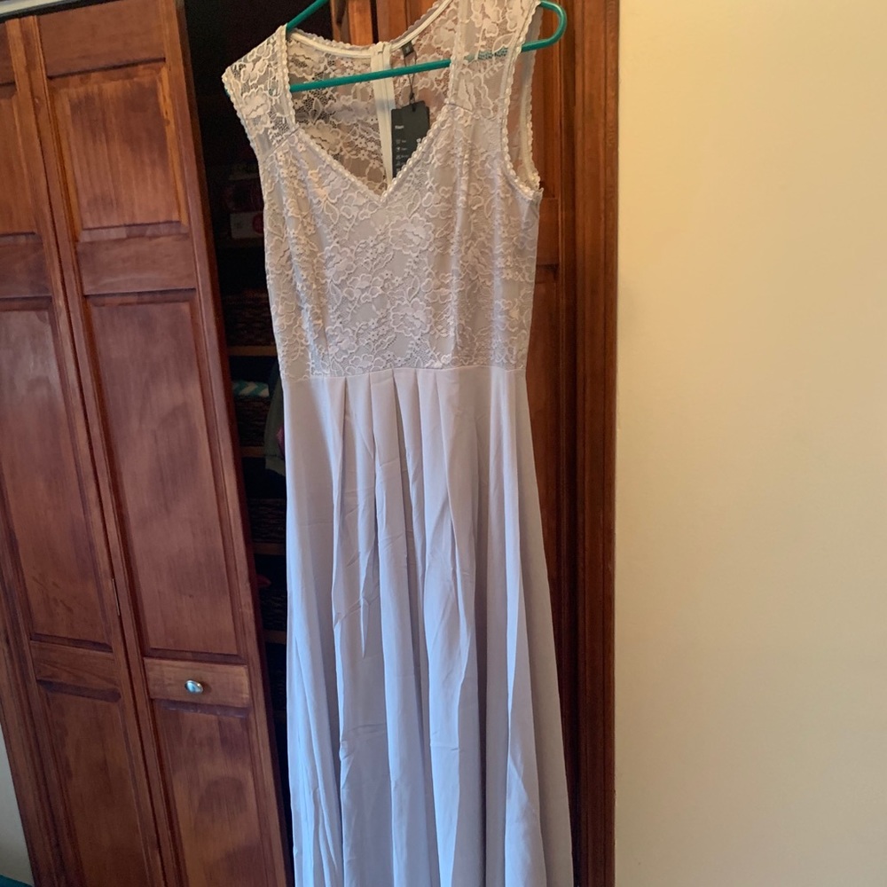 Grey sylviey bridesmaid dress.